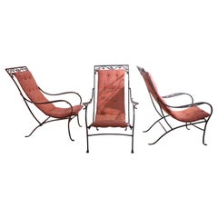 Set of Three Garden  Patio Poolside Sling Seat  Lounge Chairs by Salterini