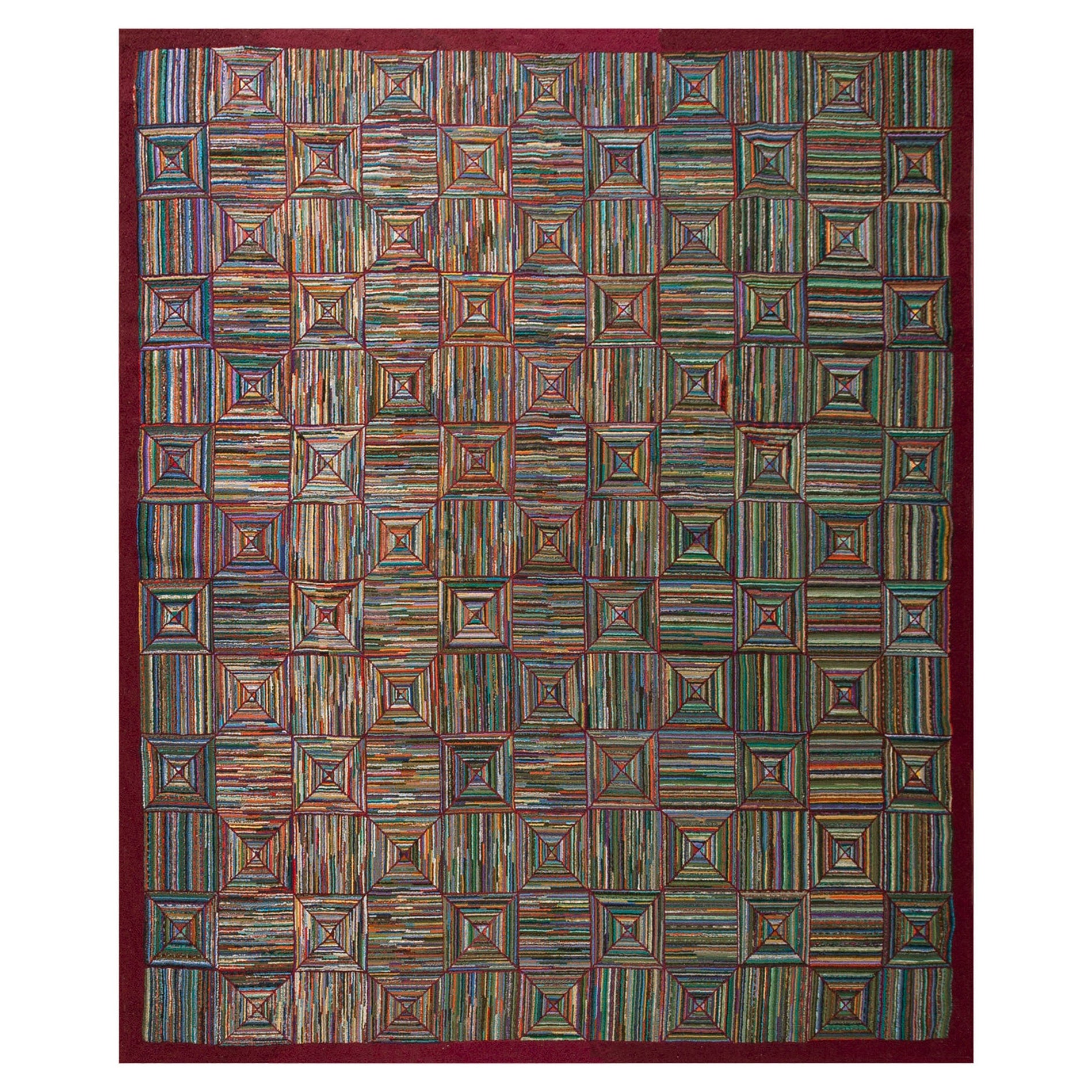 Amerikanischer Kapuzenteppich aus der Mitte des 20. Jahrhunderts ( 7' 6'' x 9' 2''  - 228 x 279 cm ) im Angebot