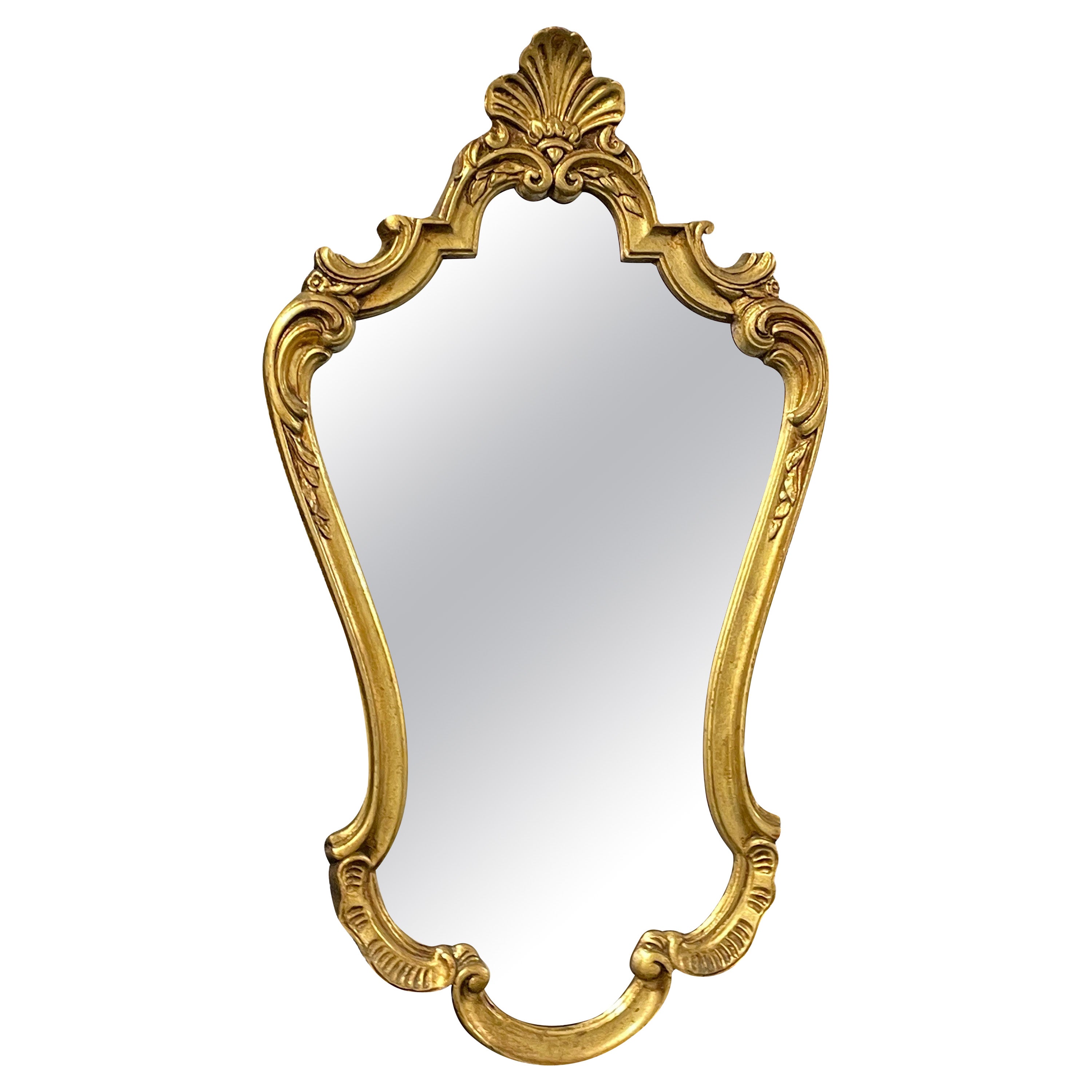 Beautiful Stunning Gilded Tole Toleware Mirror Vintage, Italy, 1950s