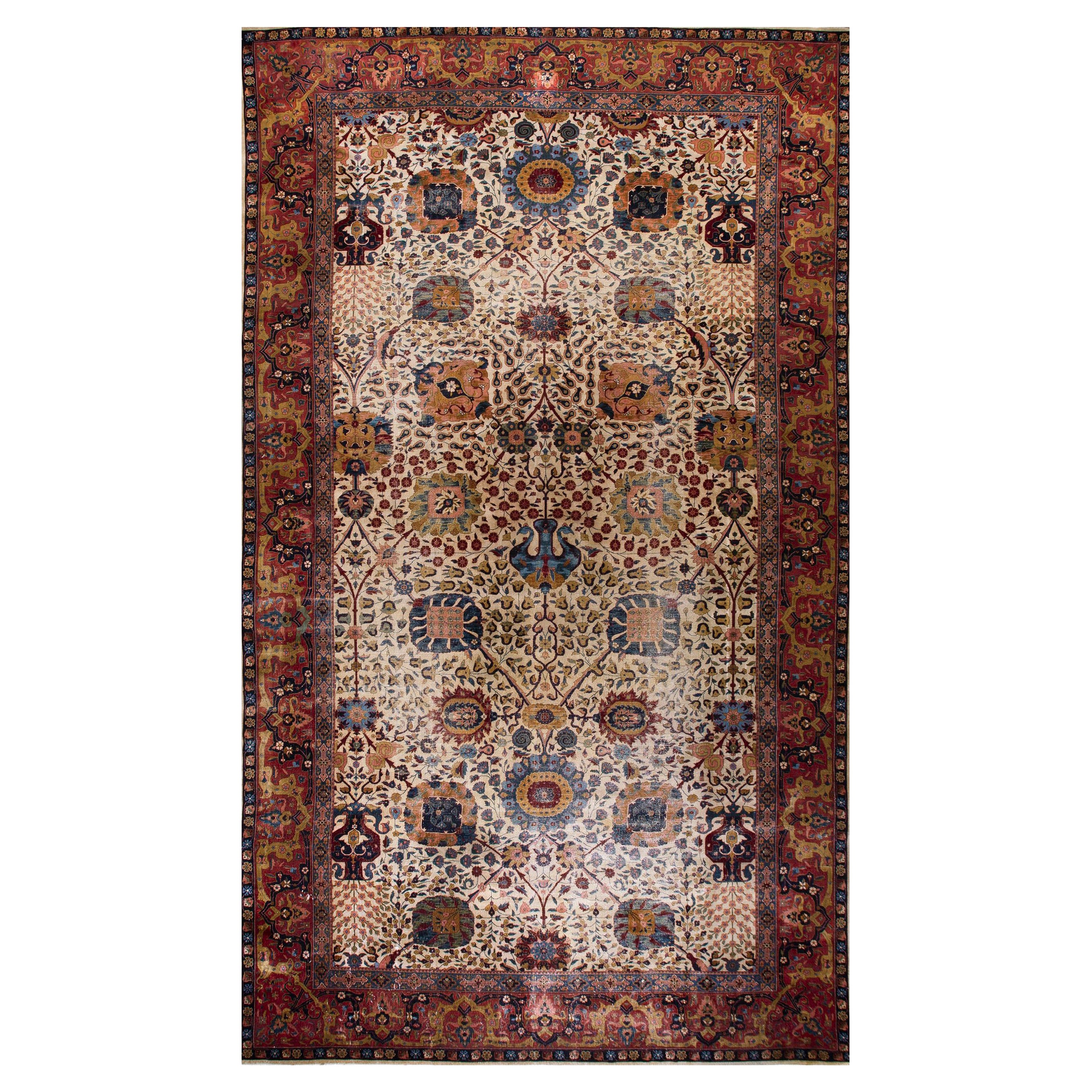 Indischer Lahore-Teppich des frühen 20. Jahrhunderts ( 11'' x 18''10'''' - 335 x 575 ) im Angebot