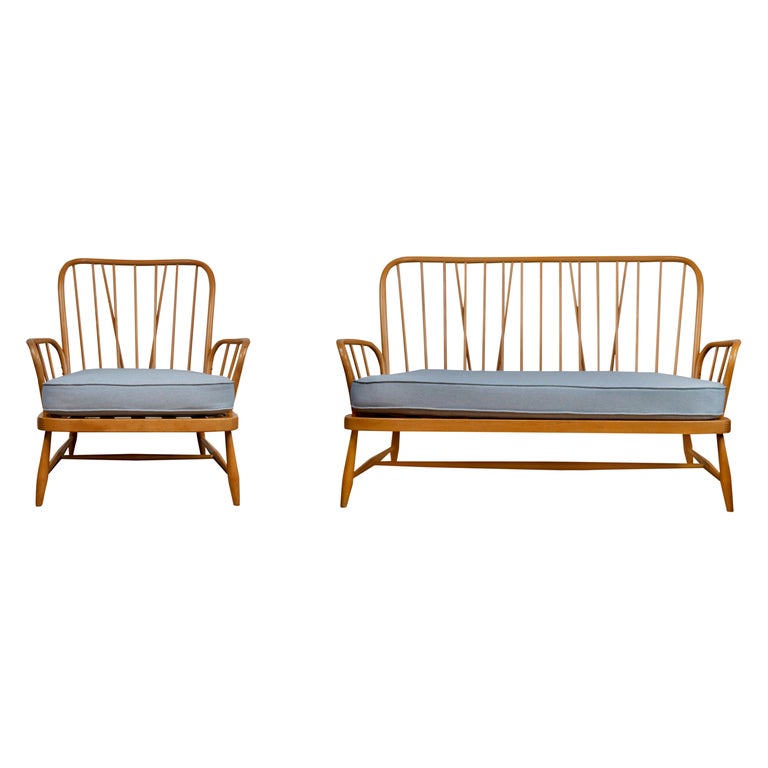 MidCentury Elm Windsor Jubilee Sofa and Armchair Set by Ercol, 1960's