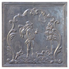 Plaque de cheminée / dosseret de style Napoléon III 'Retour de la chasse'.