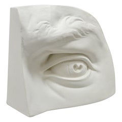 Italian Modern Eye of David Cast Plaster While Bookend Sculpture