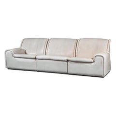 Off White Bull Leather Upholstered Sofa by de Sede for Pace Collection