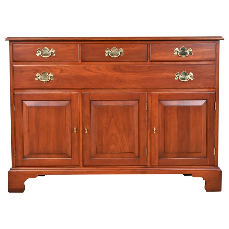 Henkel Harris American Colonial Cherry Wood Sideboard or Bar Cabinet,  Restored For Sale at 1stDibs