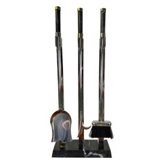 Used Modern Marble & Chrome Fireplace Tools