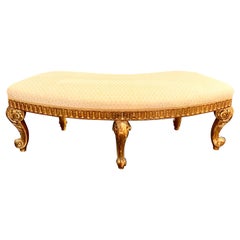 French Louis XVI Style Giltwood Semi-Circular Bench, Jacob-Inspired Model