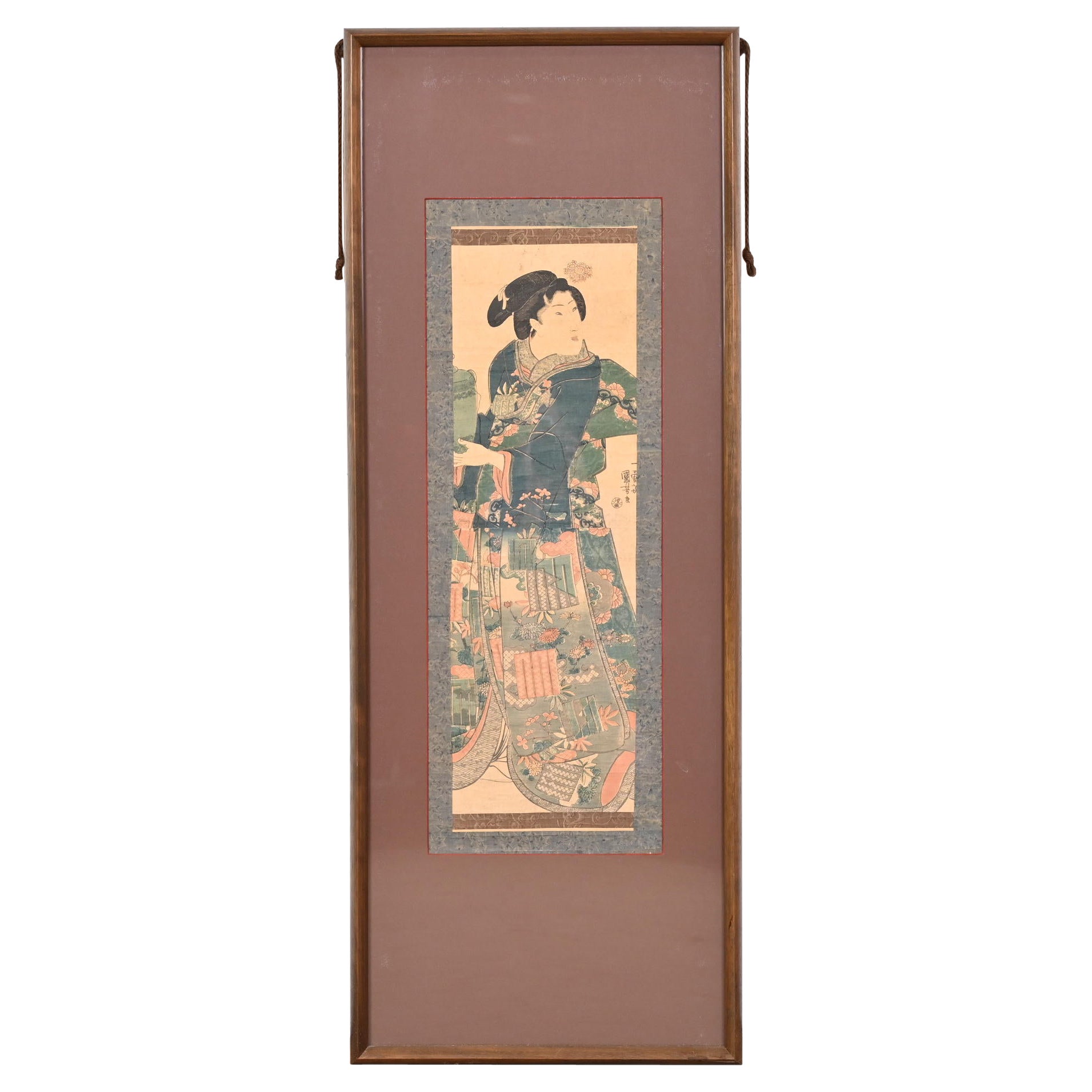 Japanese Scroll Painting of Woman From Frank Lloyd Wright's DeRhode's House