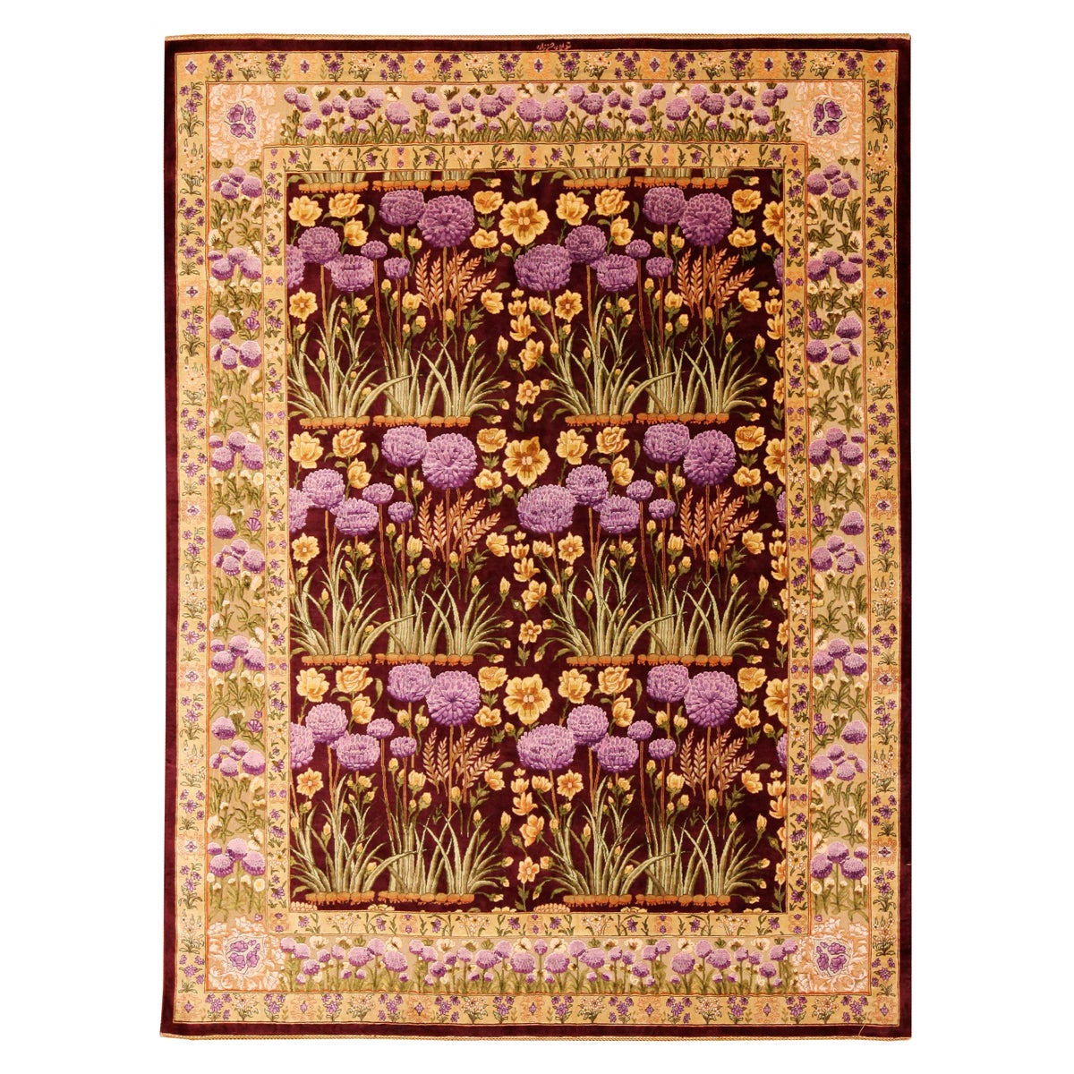 Nazmiyal Collection Silk Vintage Persian Tabriz Rug. 4 ft 10 in x 6 ft 8 in