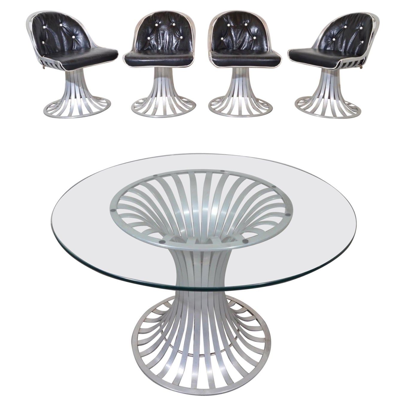 Russell Woodard Sculptural Aluminum Table and Chairs Dining Dinette Set