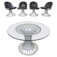 Russell Woodard ensemble table et chaises sculpturales en aluminium pour salle à manger dîner