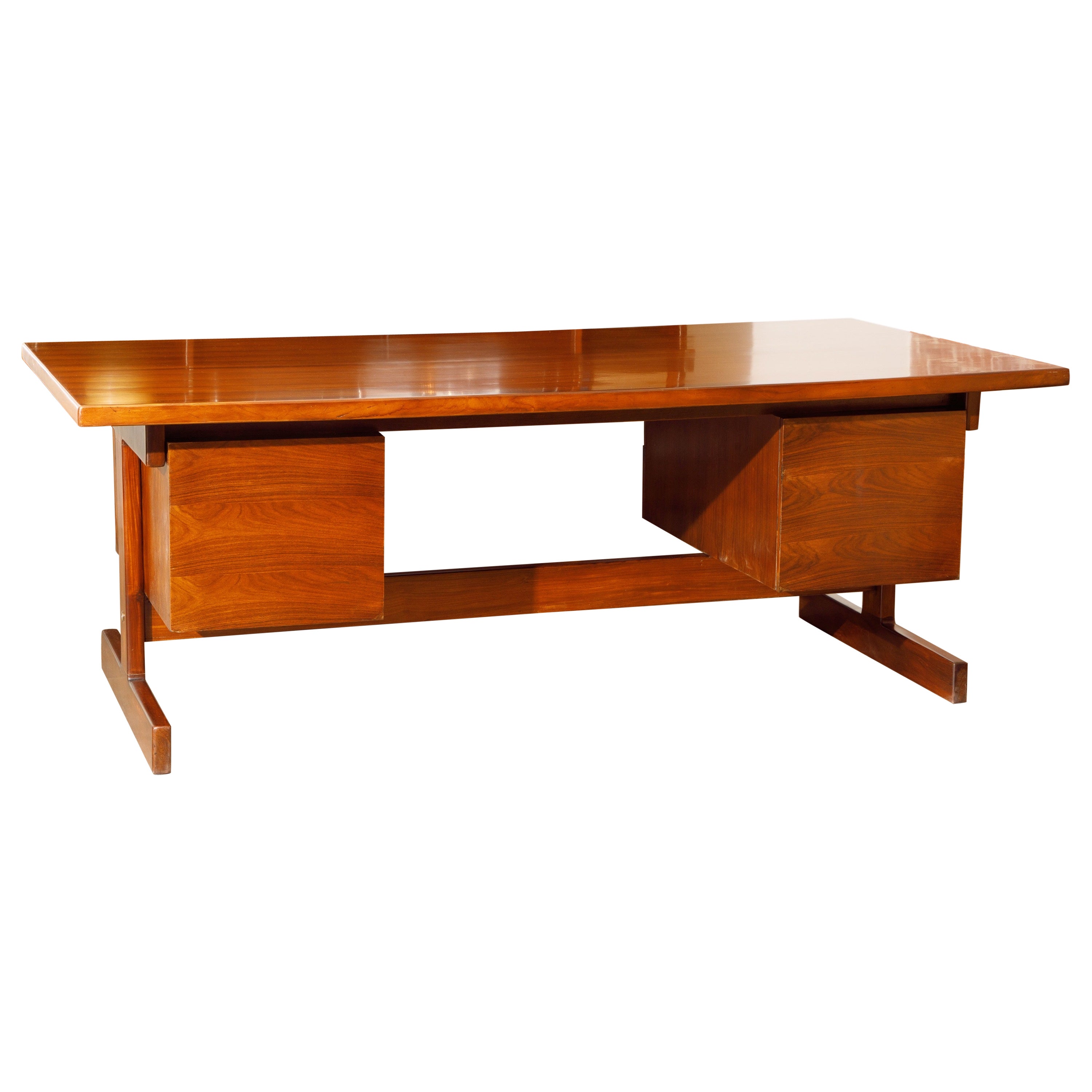 Sergio Rodrigues Brazilian Modern Rosewood Executive Desk, c 1960s, Brazil