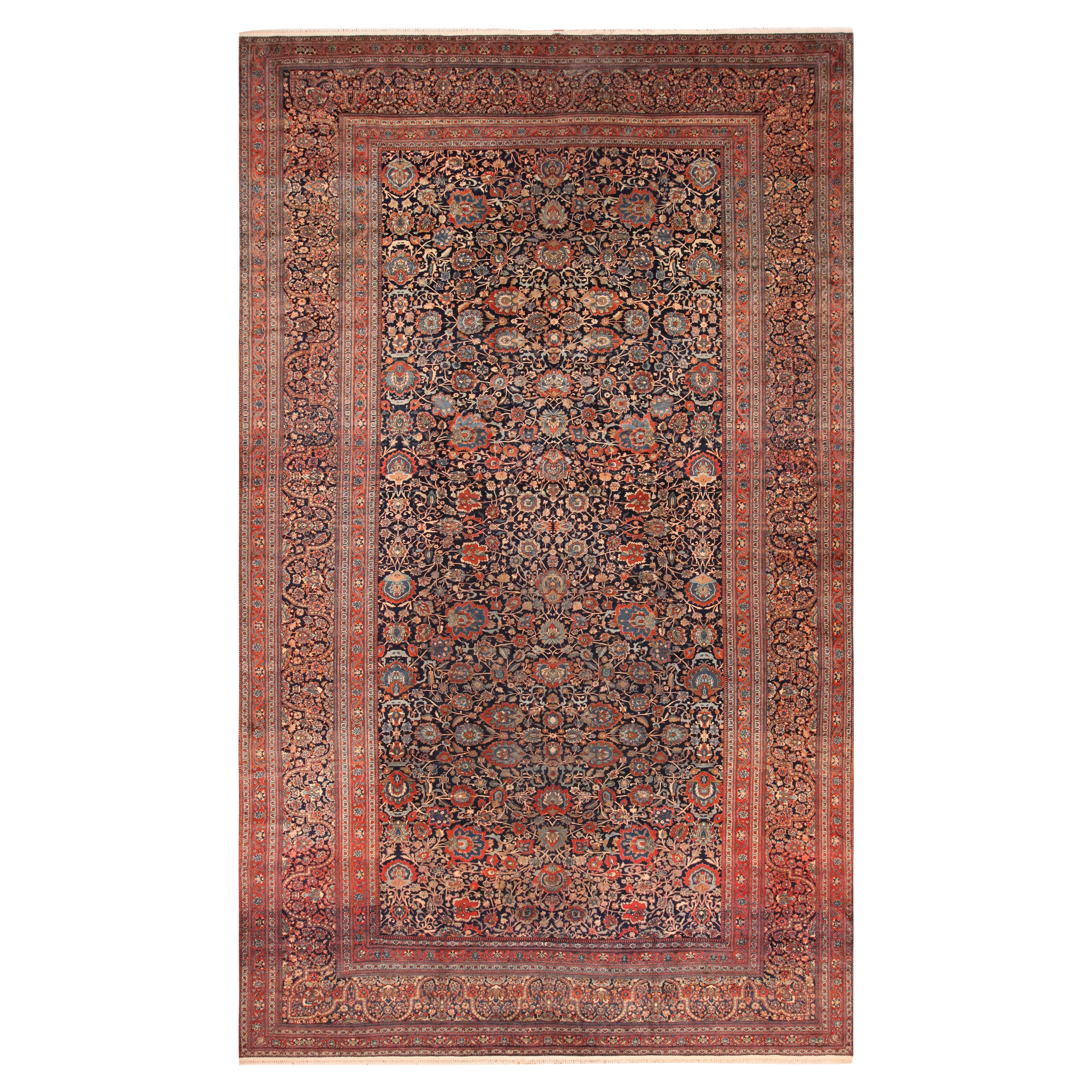 Antiker persischer Mohtasham Kashan Teppich. 11 Fuß x 18 Fuß 9 Zoll  im Angebot