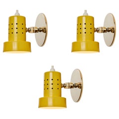 1960s Stilux Milano Perforated Yellow Articulating Sconce