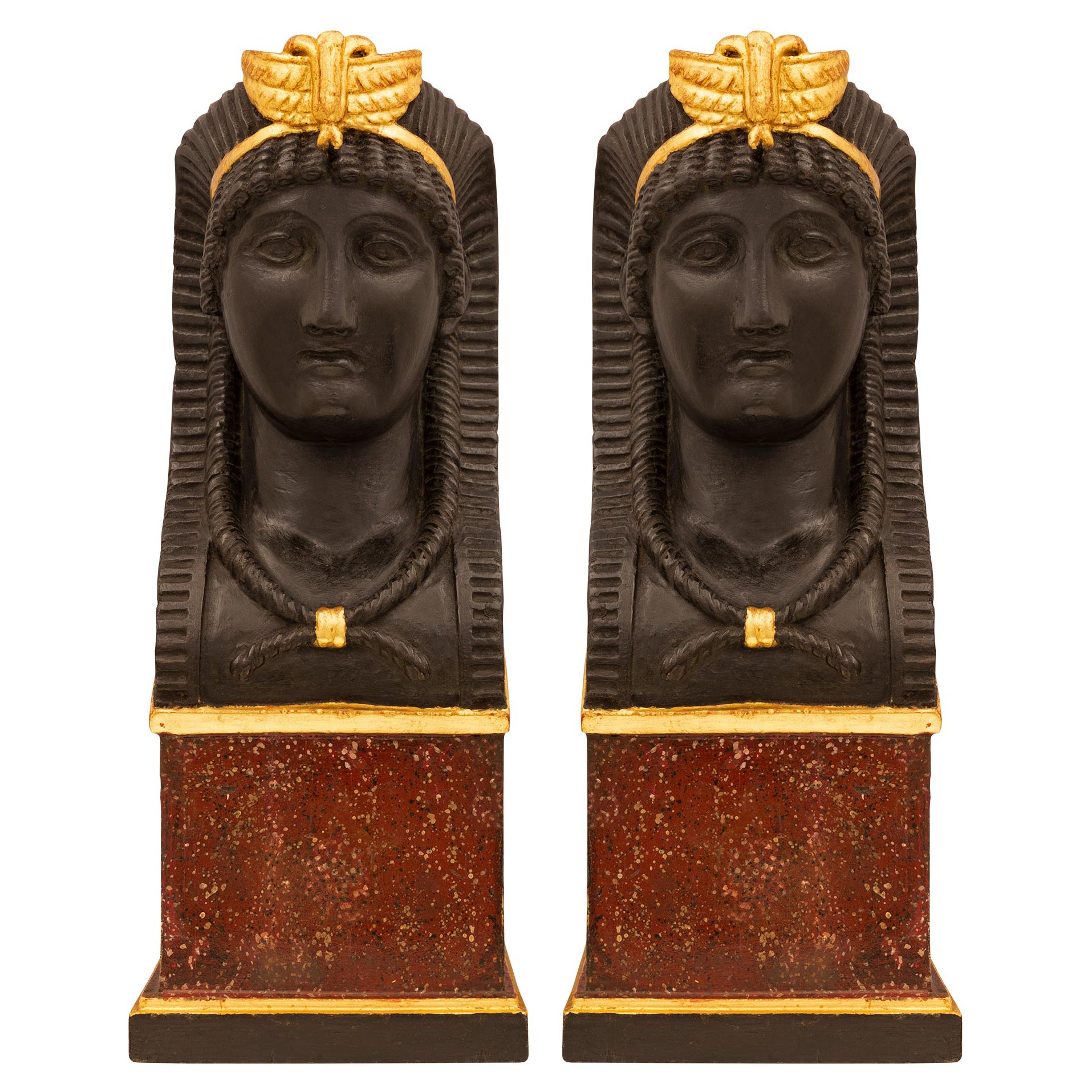 Pair Of French Early 19th Century 1st Empire Period Bookends/Busts For Sale