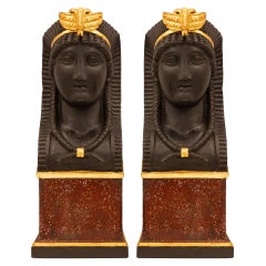 Pair Of French Early 19th Century 1st Empire Period Bookends/Busts