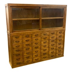 Early 20th Century Shop Chest with Sliding Glass Door Atop 42 Drawers