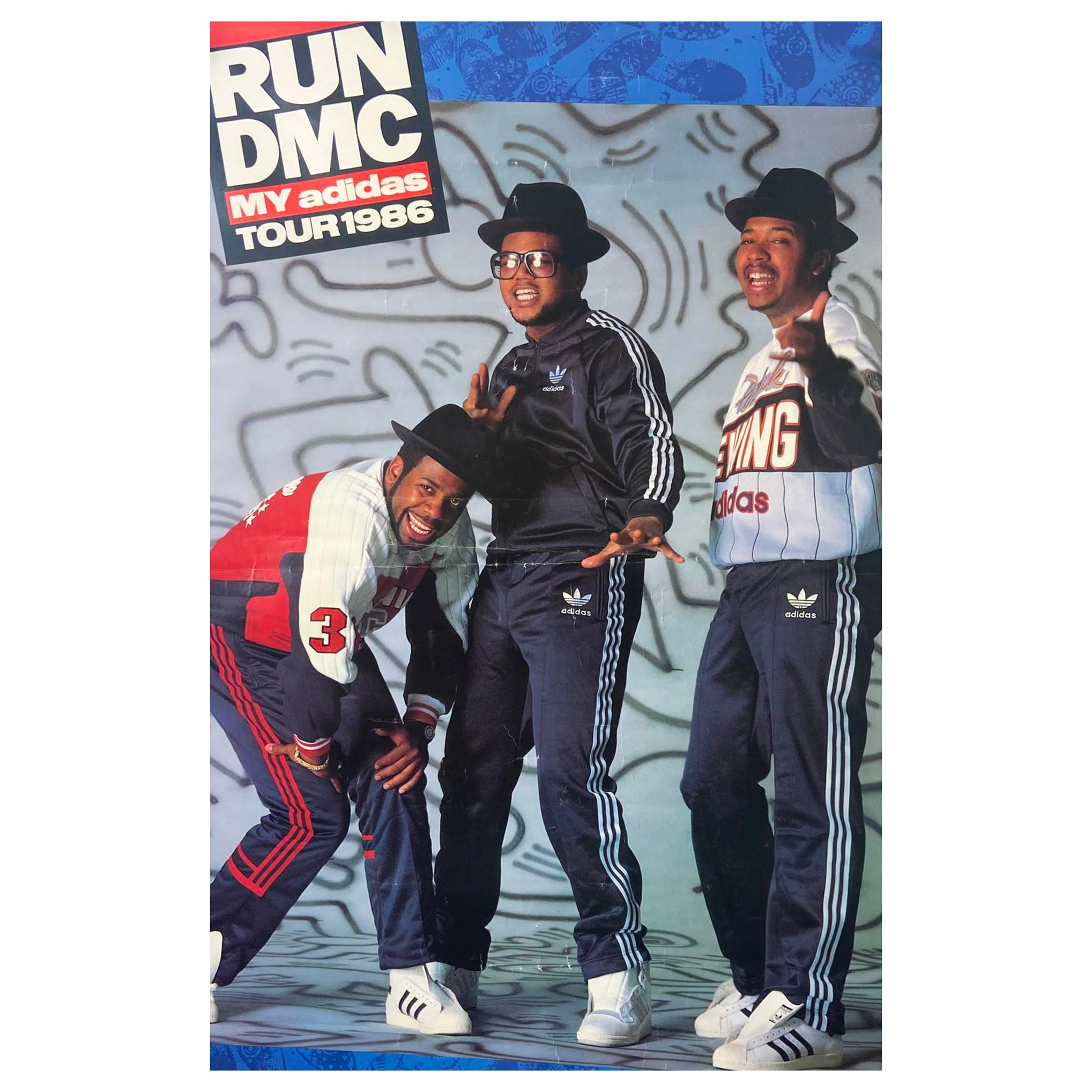 Keith Haring Run Dmc Adidas Poster 1986 'Vintage Keith Haring Poster' For  Sale at 1stDibs