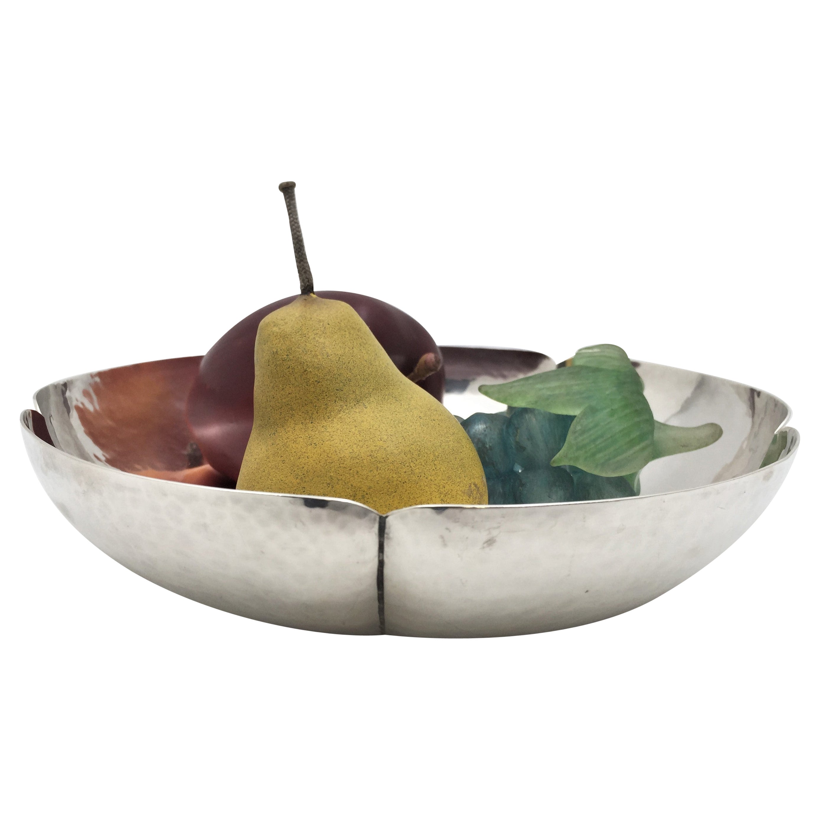 Cellini Sterling Silver Hammered Bowl in Mid-Century Modern Style For Sale