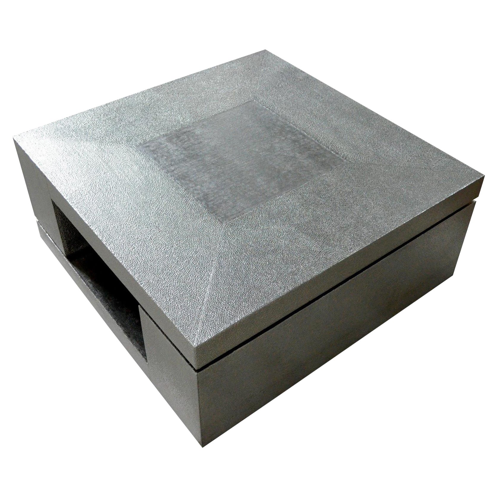 Table LX2 recouverte de bronze blanc recouverte de MDF fabriquée à la main en Inde par Stephanie Odegard en vente