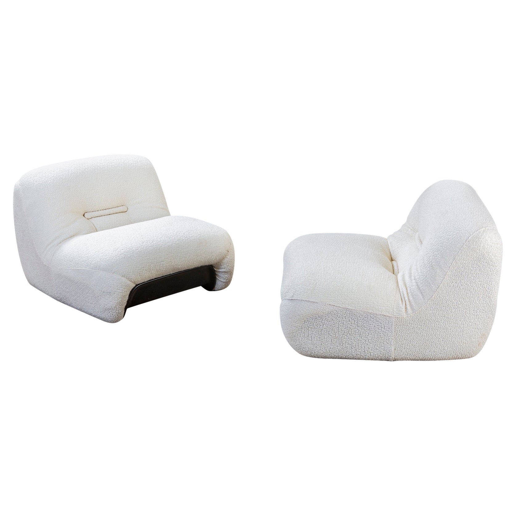 20th Century Diego Mattu Pair of Armchairs Model Malù for 1p in White Fabric For Sale