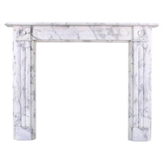 Vintage Double-Slip Georgian Bullseye Fireplace in Italian Grey Veined Arabescato Marble