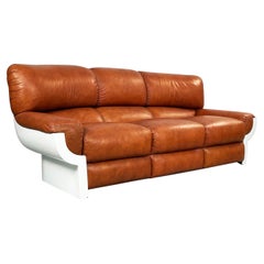 Vintage Italian Mid-Century Brown Leather Plastic Sofa Flou by Betti Habitat Ids, 1970s
