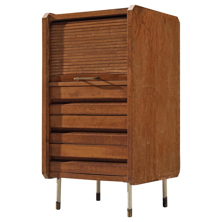 Studio B.B.P.R. Small Cabinet in Walnut and Brass For Sale