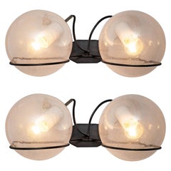 Gino Sarfatti for Arteluce Pair of Wall Lights in Steel and Glass
