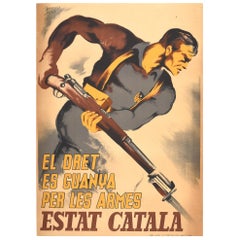 Original Vintage Poster Arms Of The Catalan State Spain Civil War Propaganda