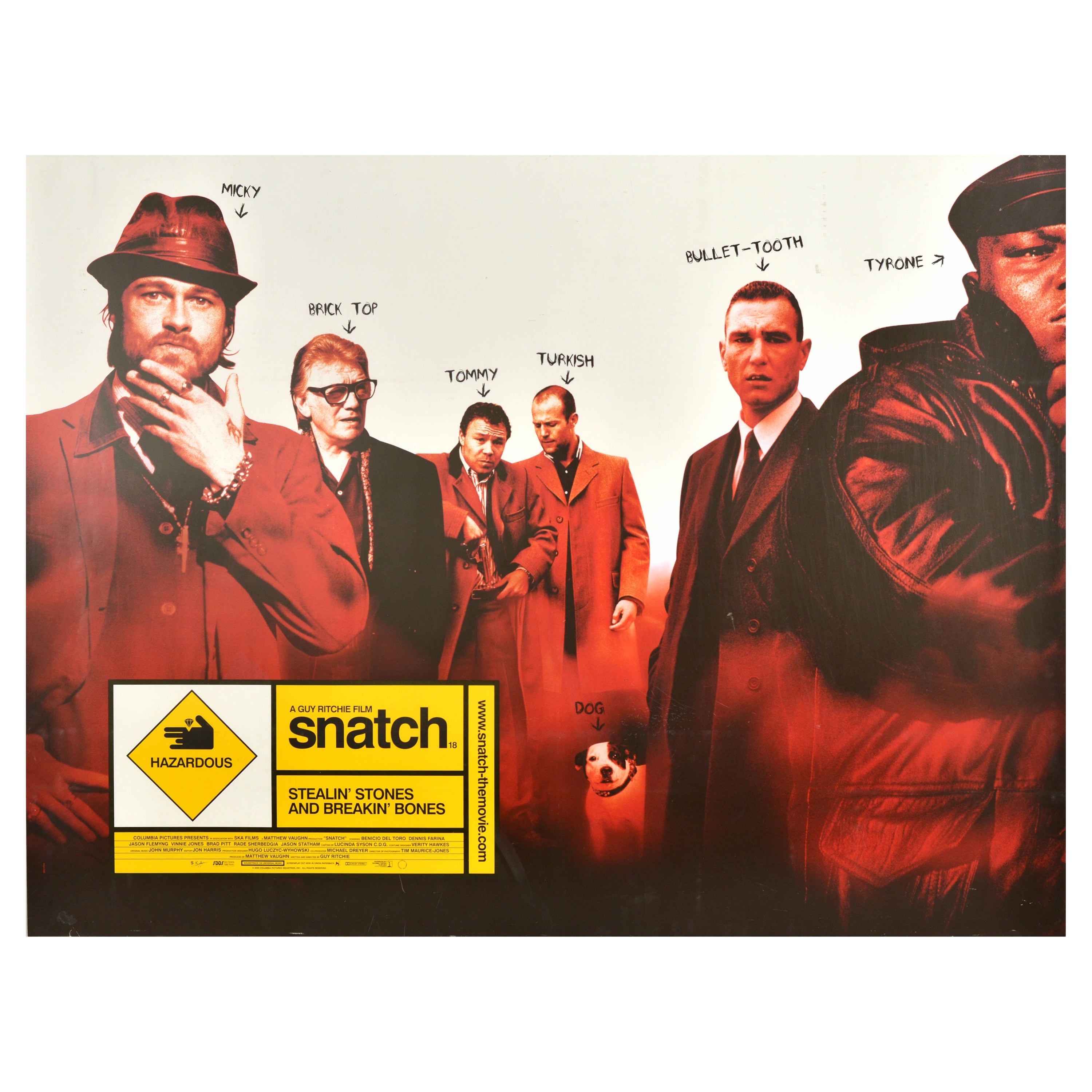 Original Vintage-Filmplakat für Schnacken Crime, Komödie, Guy Ritchie Brad Pitt, Original