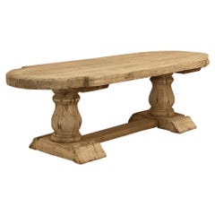 Vintage Rustic French Trestle Table in Stripped Oak