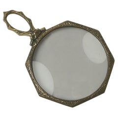 Antique Pretty Brass Framed Magnifying Glass / Quizzer, C.1880