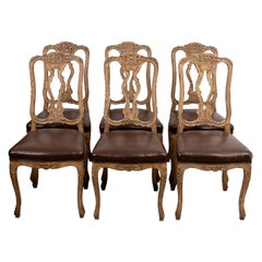 Set of Six Italian Leather Upholstered Side Chairs