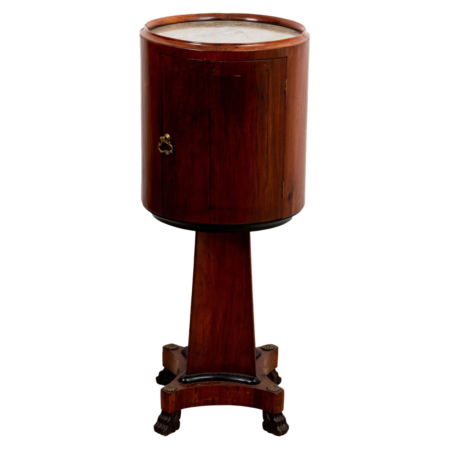Regency Mahogany Marble Top Bedside Table For Sale