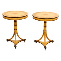 Pair of Regency Style Painted and Decorated Side Tables
