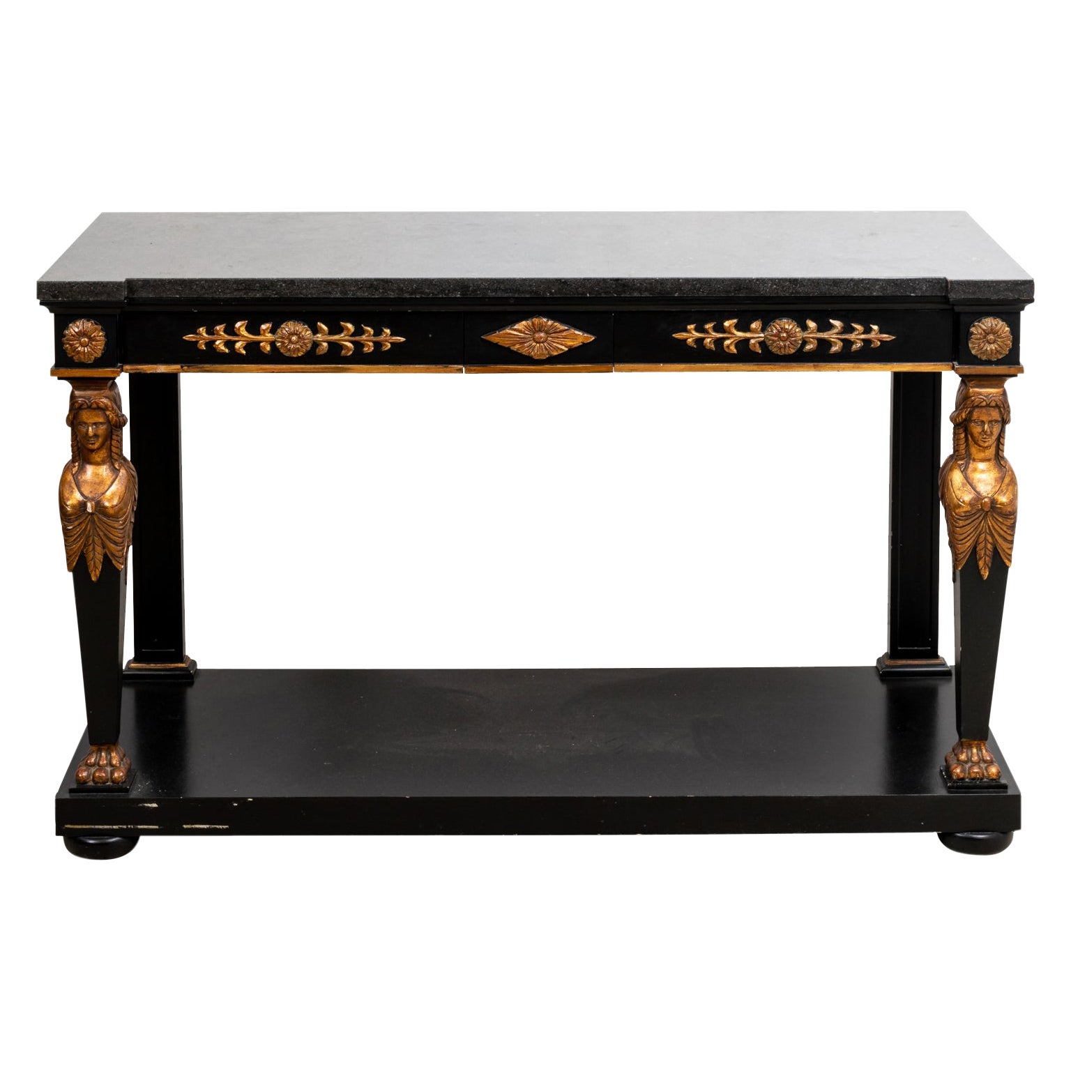Oval Neoclassical Style Console Table with Marble Top by Palladio at