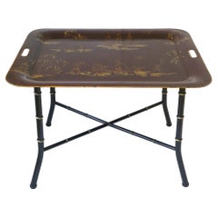 Italian Cocktail Tray Table with Chinoiserie Design 