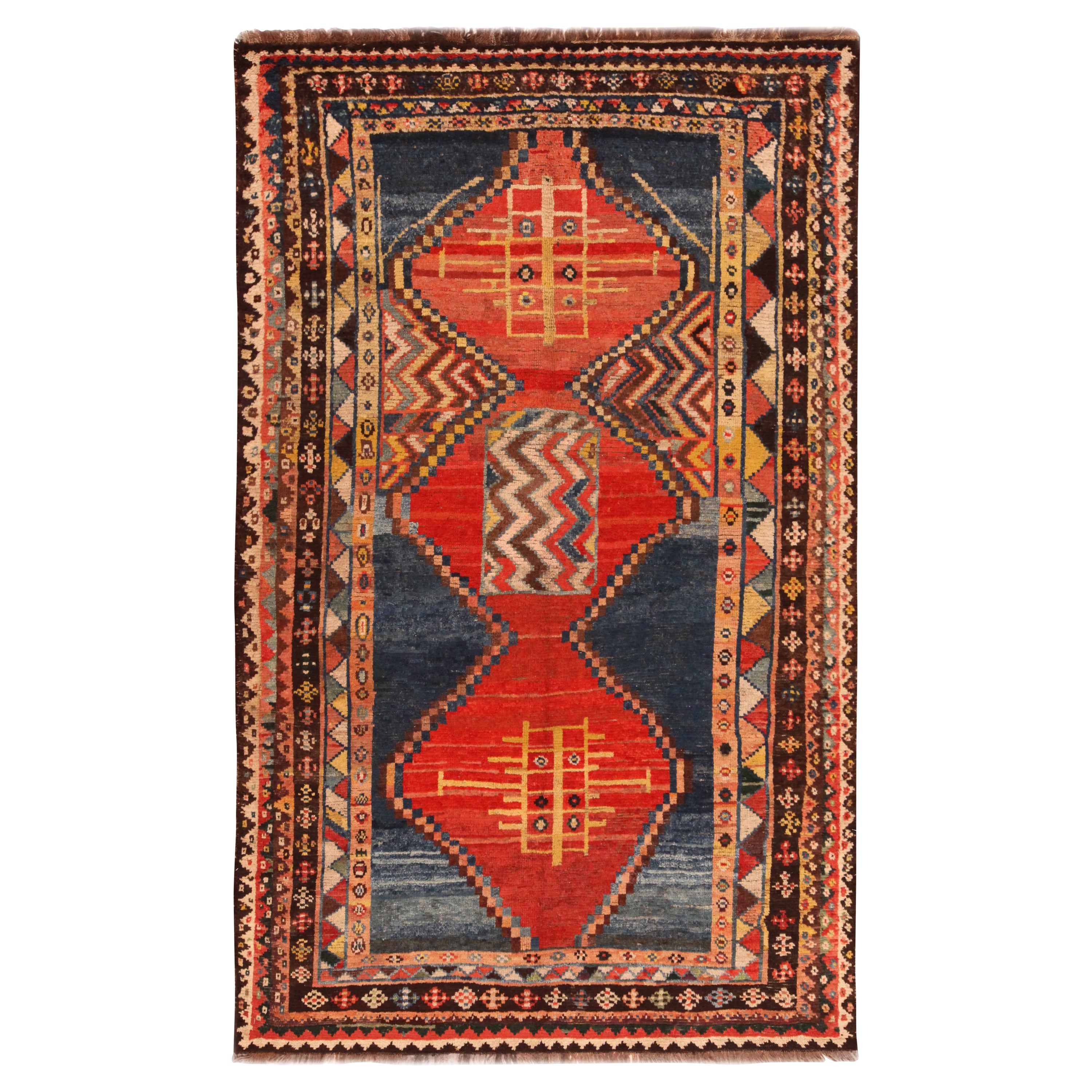 Nazmiyal Collection Vintage Persian Gabbeh Rug. Size: 5 ft 10 in x 9 ft 2 in