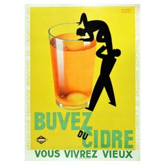 Original Vintage Advertising Poster Drink Cider Buvez Du Cidre Vous Vivrez Vieux