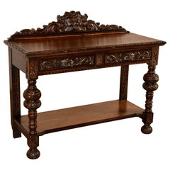 Antique 19th Century Carved Oak Console Table
