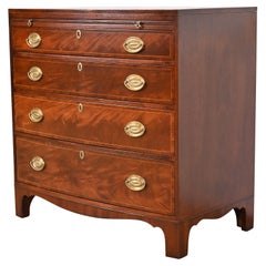 Baker Furniture Georgian Mahogany Bow Front Bachelor Chest, Newly Refinished