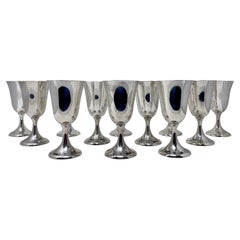 Set of 12 Estate American Frank Whiting Co. Sterling Silver Water / Wine Goblets