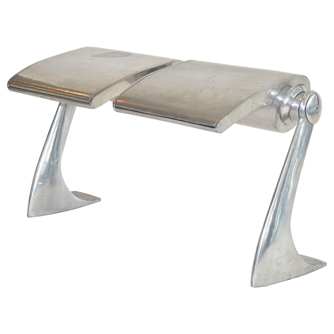 One-Off Bench Stool or Seat in Polished Aluminum Industrial Hadid Style 90s