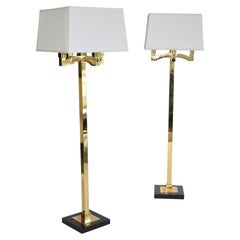 Pair of Parzinger Style Floor Lamps Four-Arm Bronze Mid-Century Modern