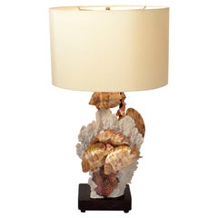 American Nautical Hand-Crafted Coral Brass Fish Sculptural Table Lamp Modern