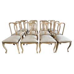 Set of Twelve French Provincial Style Dining Chairs