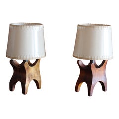 Pair of Rosewood Table Lamps by Don Shoemaker for Senal, Mexico, 1960s