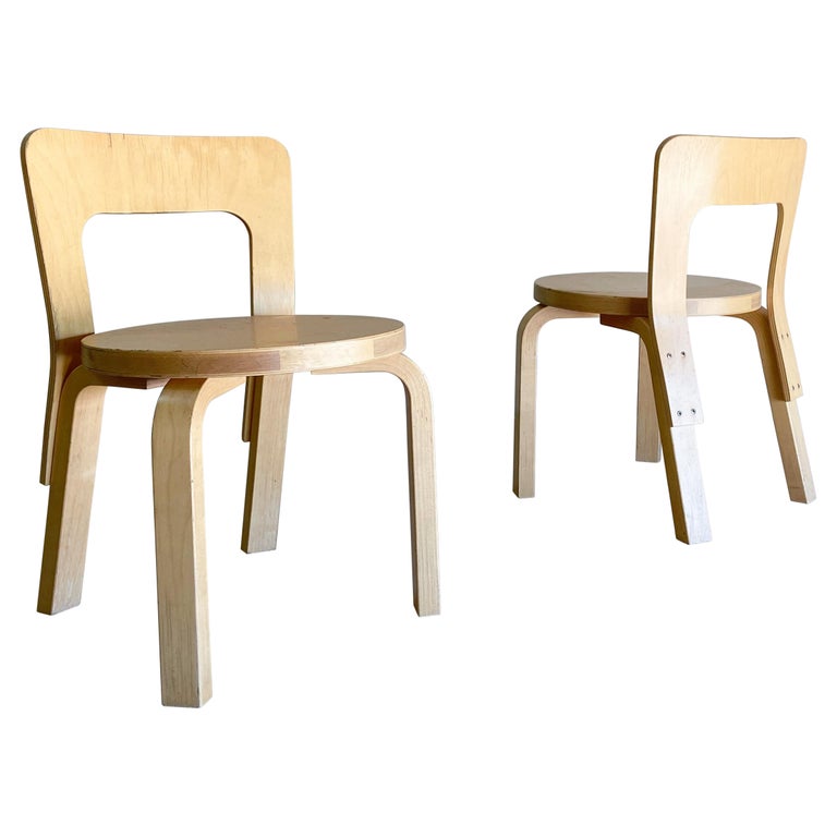Pair of Alvar Aalto for Artek N65 Bentwood Children's Chairs For Sale