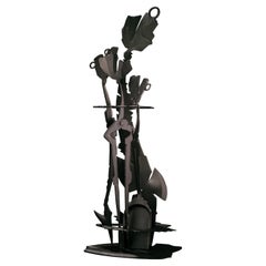 Albert Paley Formed Steel Fireplace Tools with Blackened Finish, Edition of 20